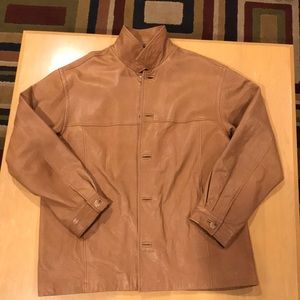 Tommy Bahama Indigo Blue Tan leather coat